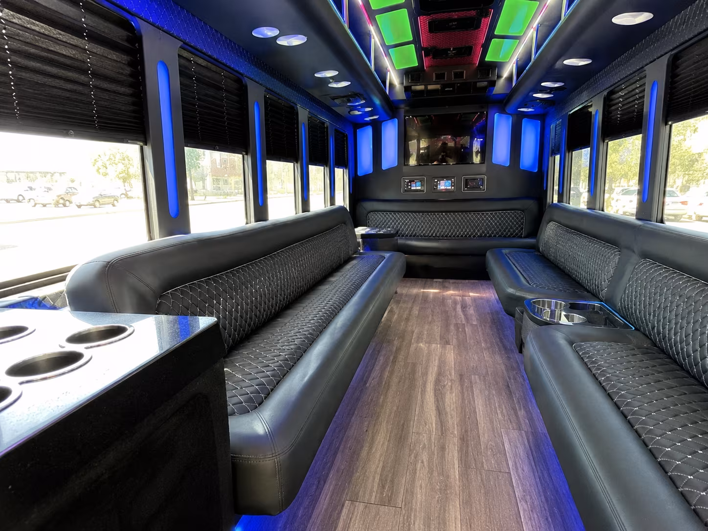pocatello 15 passenger party bus inside
