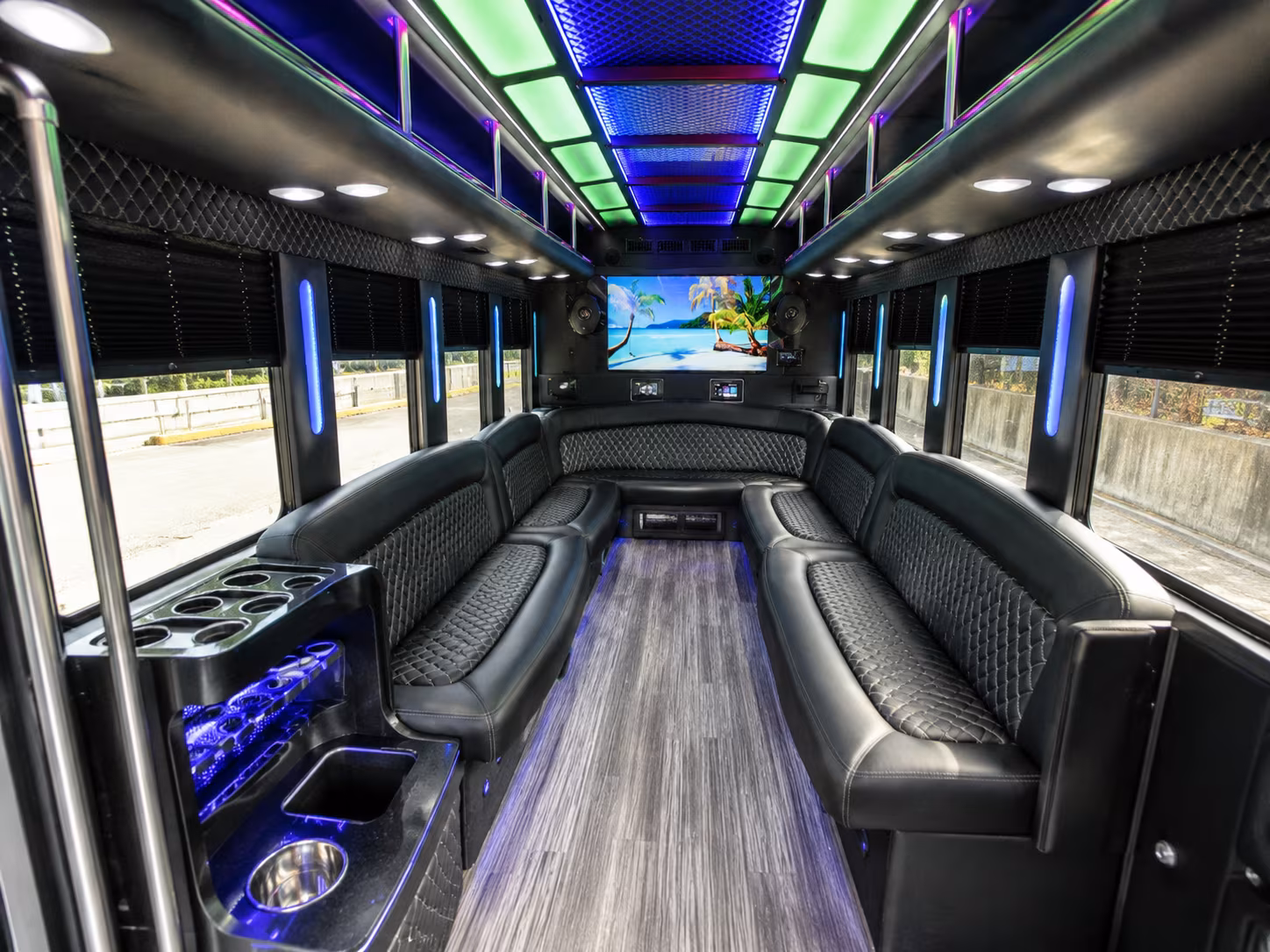 pocatello 18 passenger party bus inside