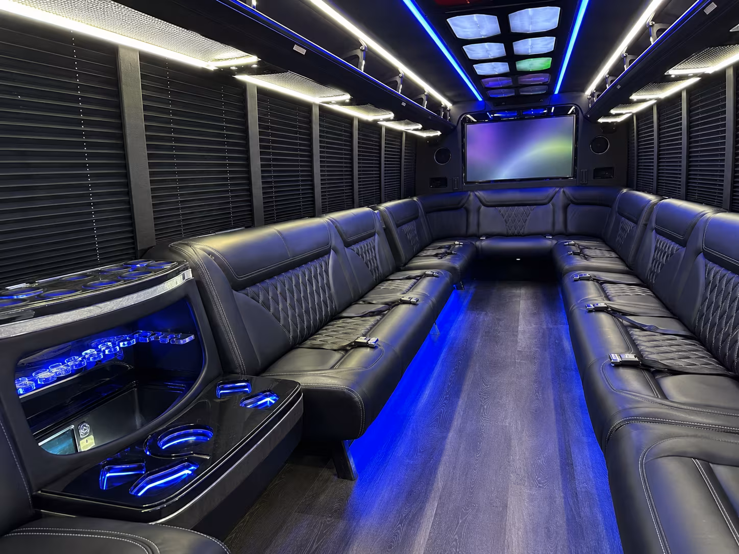 pocatello 20 passenger party bus inside