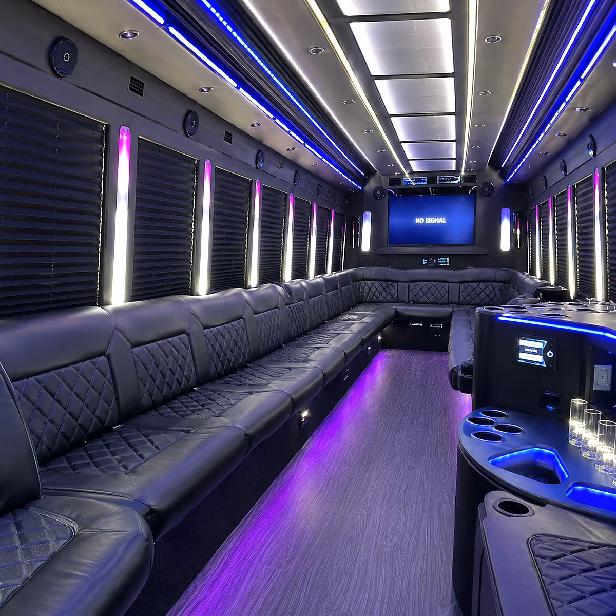 pocatello 30 passenger party bus inside